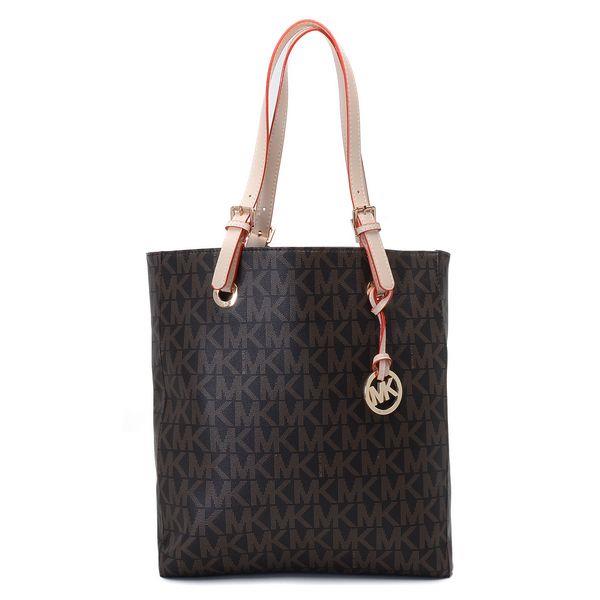 michael kors jet set mk monogram-print tote brun På Salg Rimelig 29qae